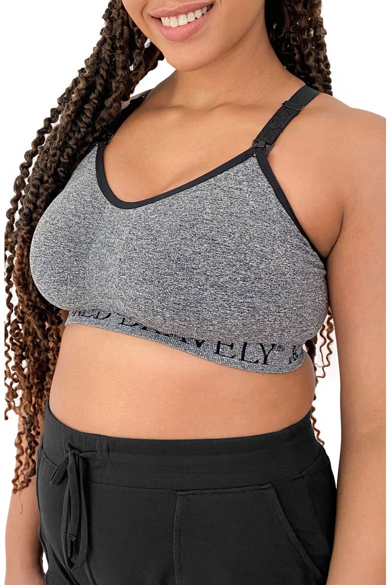 Sublime Nursing Sports Bra - Fits Sizes 30B-40D, Alternate, color, GREY HEATHER