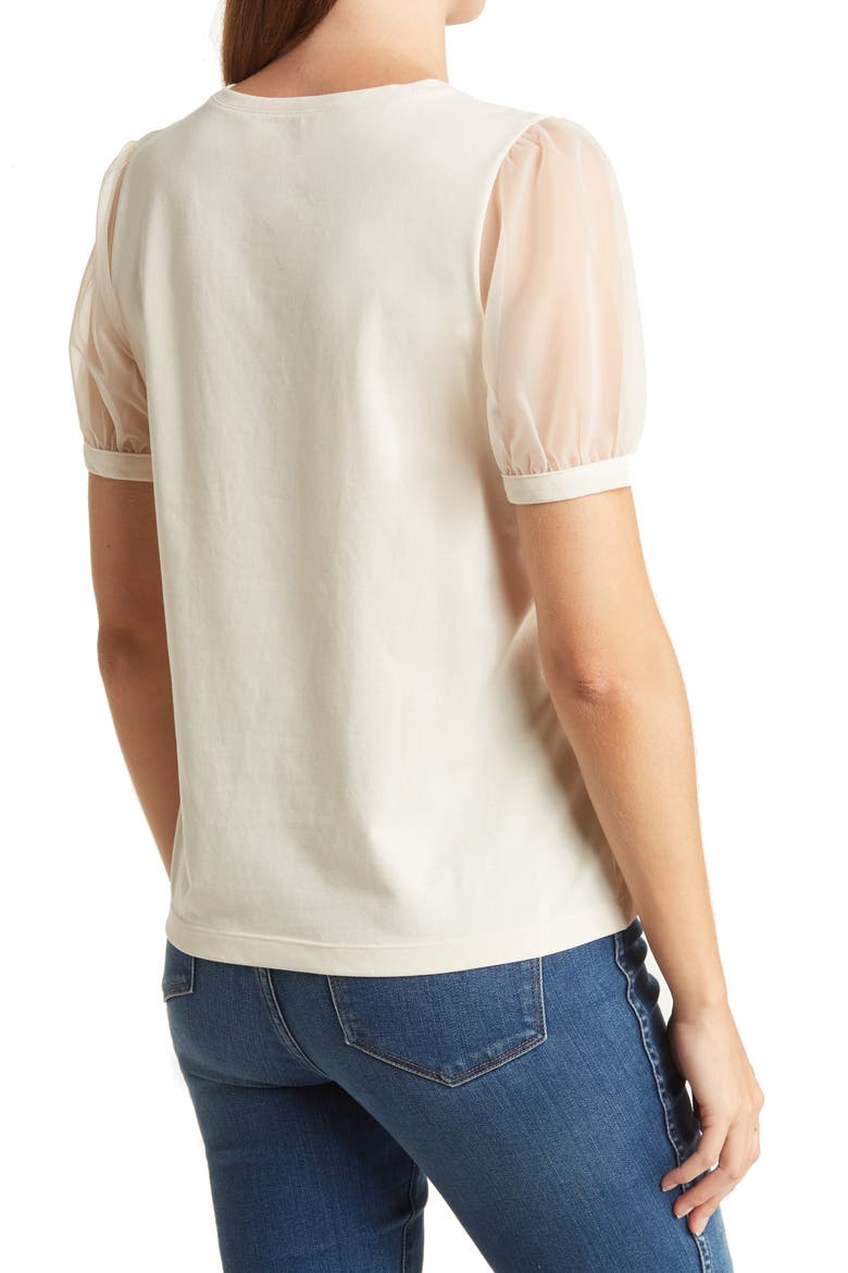 Sheer Sleeve Knit Top, Alternate, color, BLEACHED LINEN