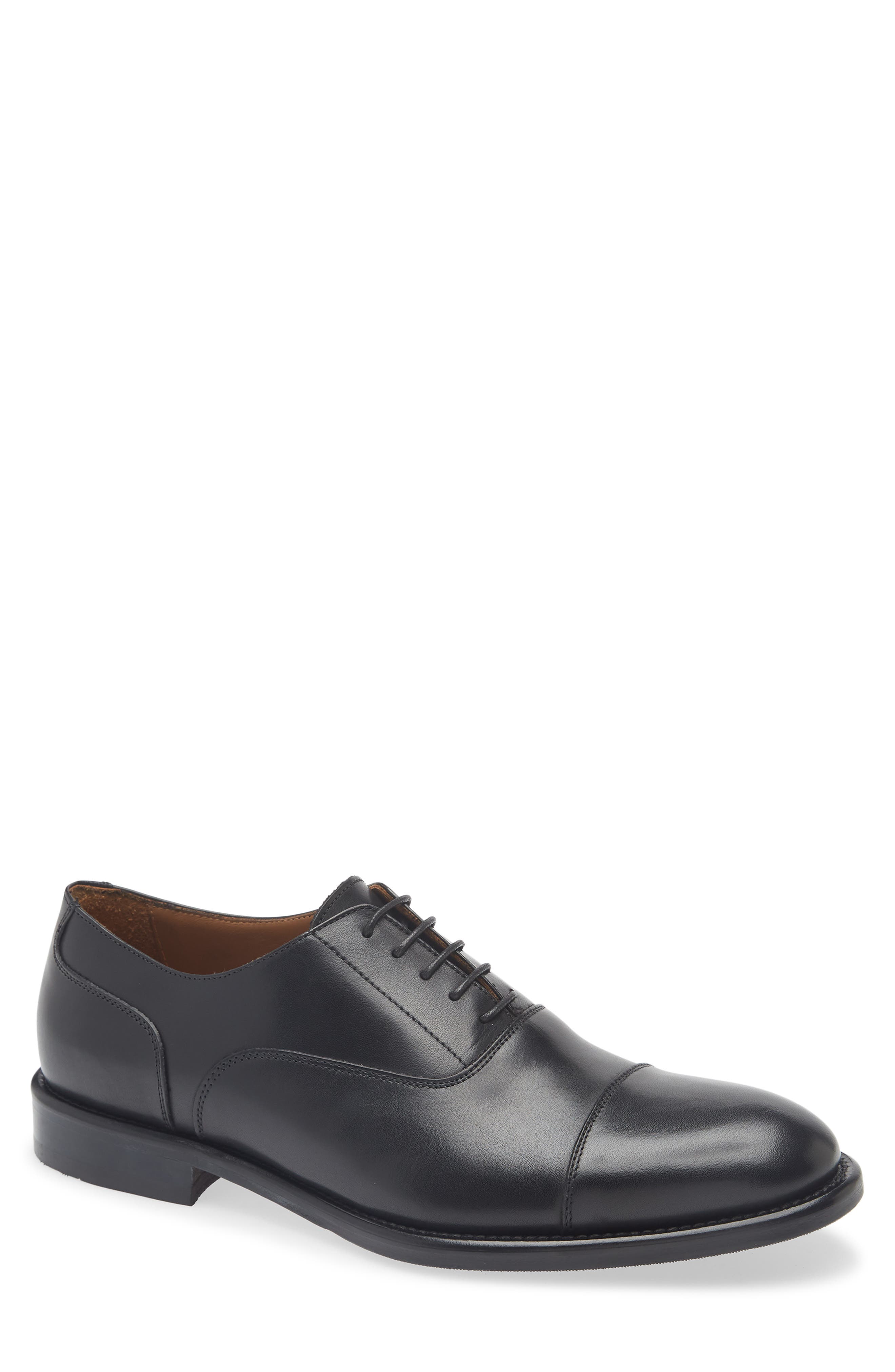 Nordstrom Italian Collection Orvieto Cap Toe Oxford, Main, color, Black Leather