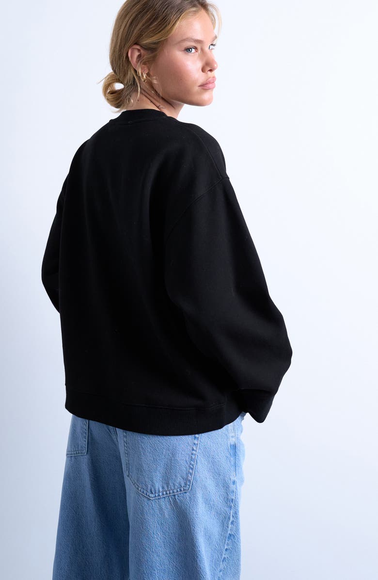 Topshop Oversize Wide Sleeve Cotton Blend Sweatshirt, Alternate, color, Black