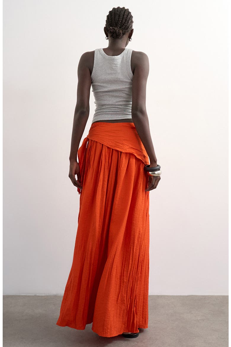 Sash Tie Crinkle Maxi Skirt, Alternate, color, ORANGE