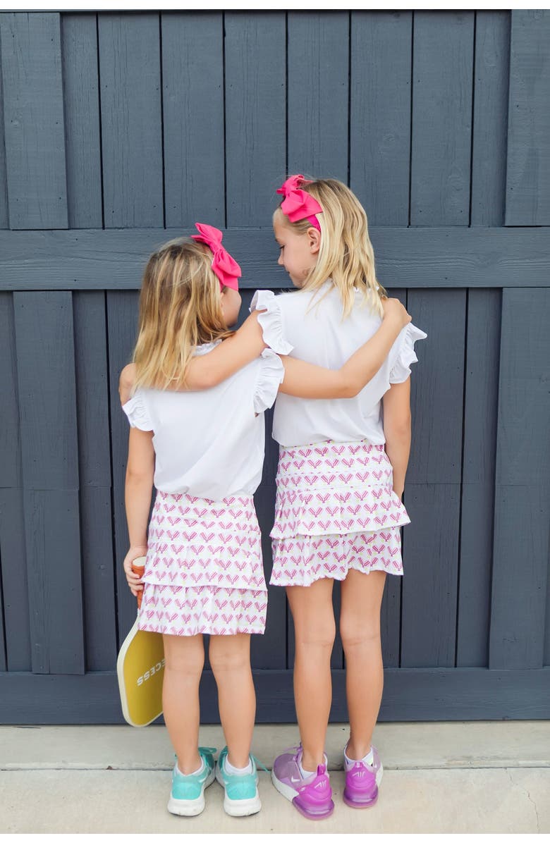 Lila and Hayes Margot Girls' Tiered Skirt by LH Sport, Alternate, color, Pickleball Pink