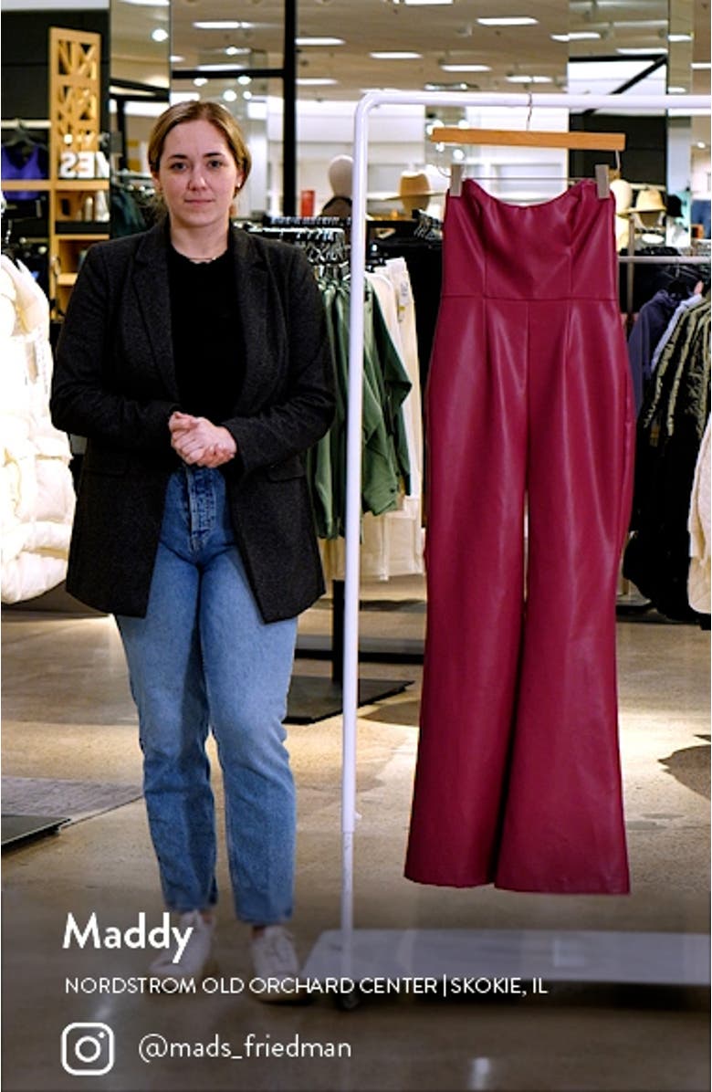 Kimper Faux Leather Strapless Jumpsuit, sales video thumbnail