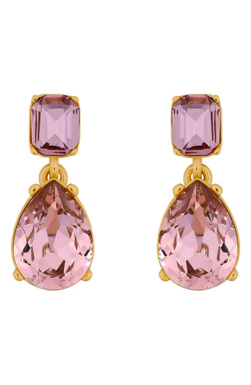 Oscar De La Renta Crystal Drop Earrings In Pink
