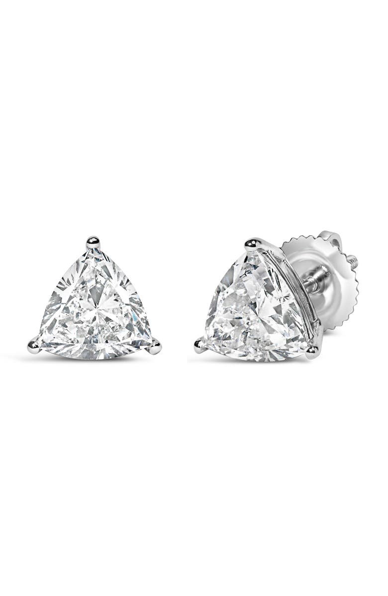 Haus of Brilliance 14K White Gold 2.0 Ct Trillion Lab Grown Diamond 3-Prong Solitaire Stud Earrings, Alternate, color, White