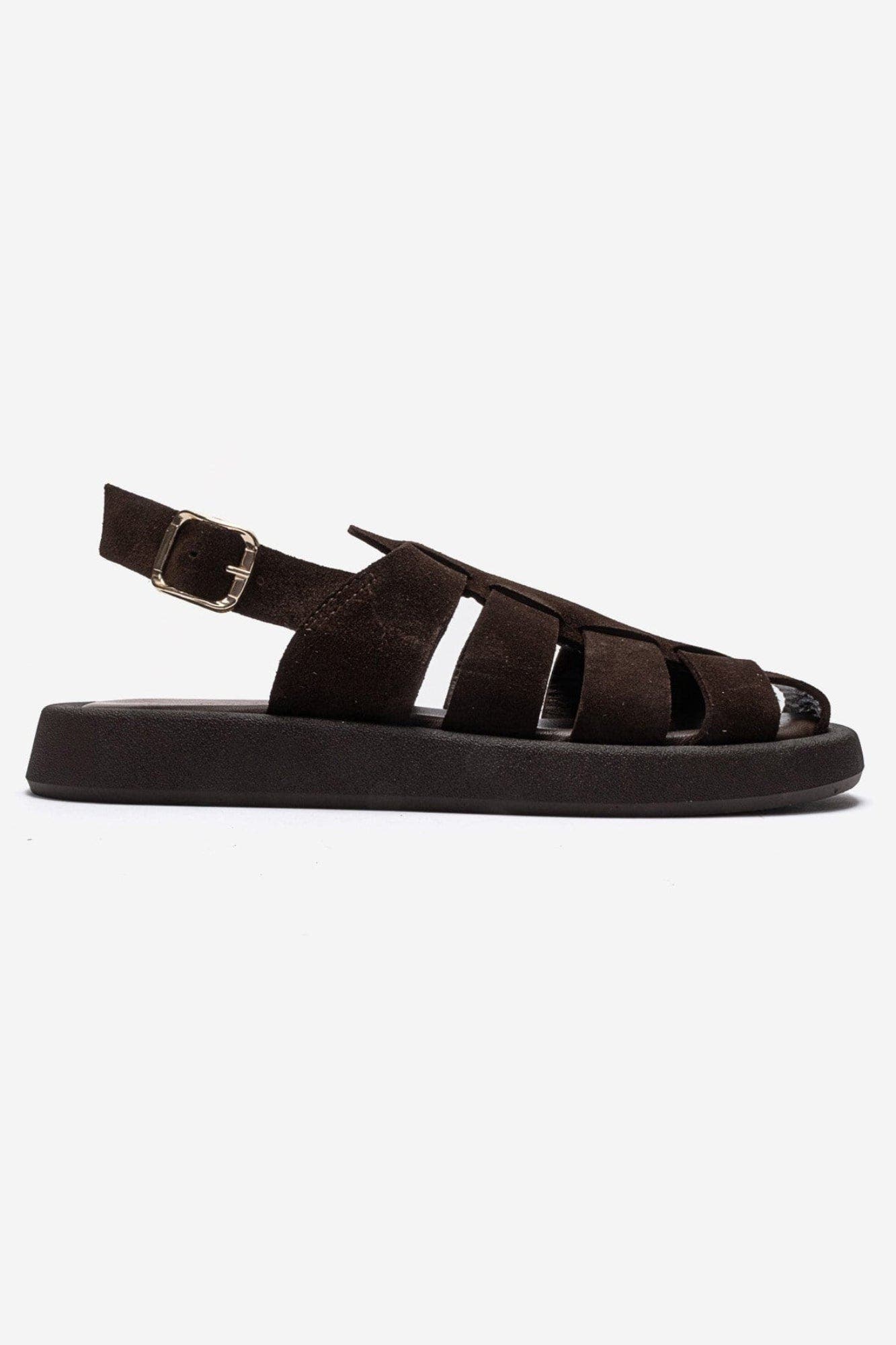 Joura Leather Sandal, Alternate, color, Brown Suede