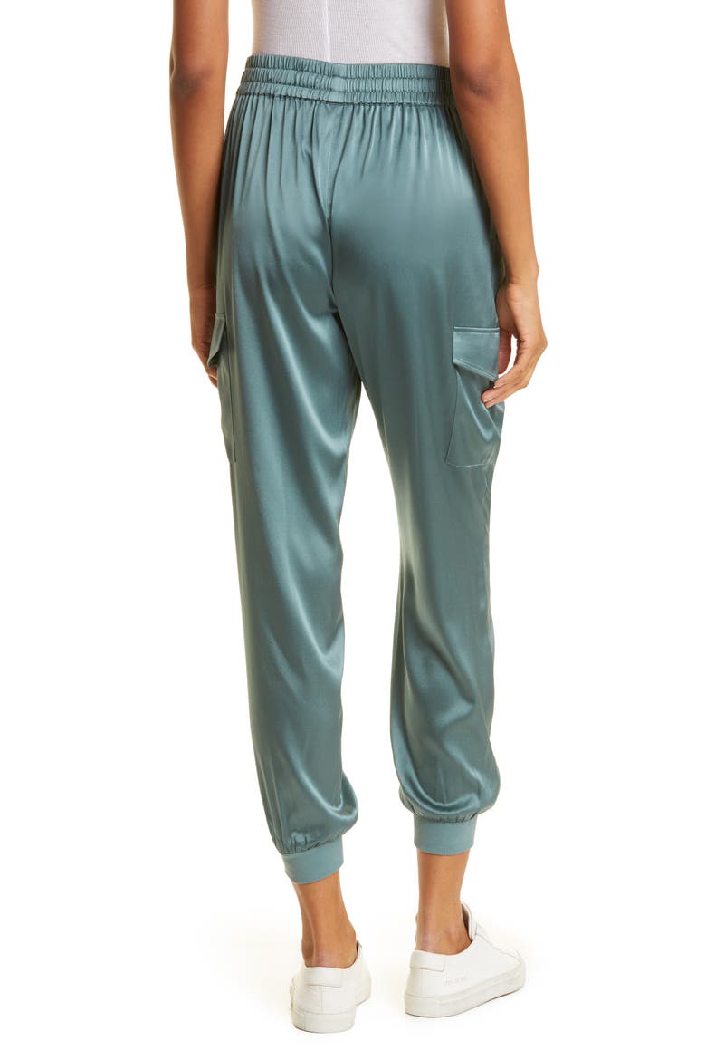 Elsie Stretch Silk Joggers, Alternate, color, TEAL