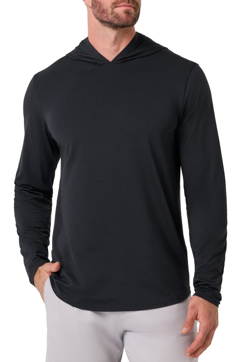 The Heater Series Hooded Long Sleeve Performance Jersey T-Shirt, Main, color, BLACK