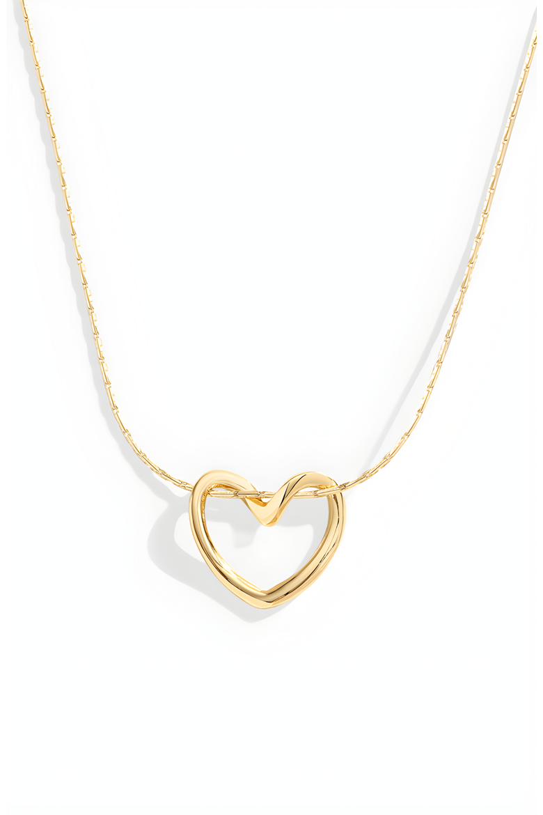 Open Heart Necklace, Main, color, Gold