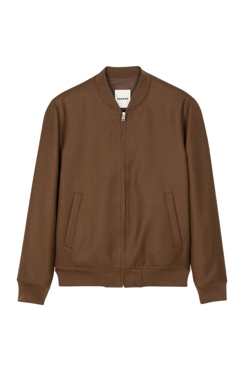 SANDRO Zip-up jacket, Alternate, color, Tobacco Brown