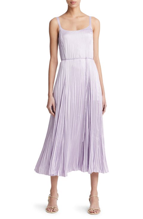 Relaxed Plissé Satin Midi Slipdress