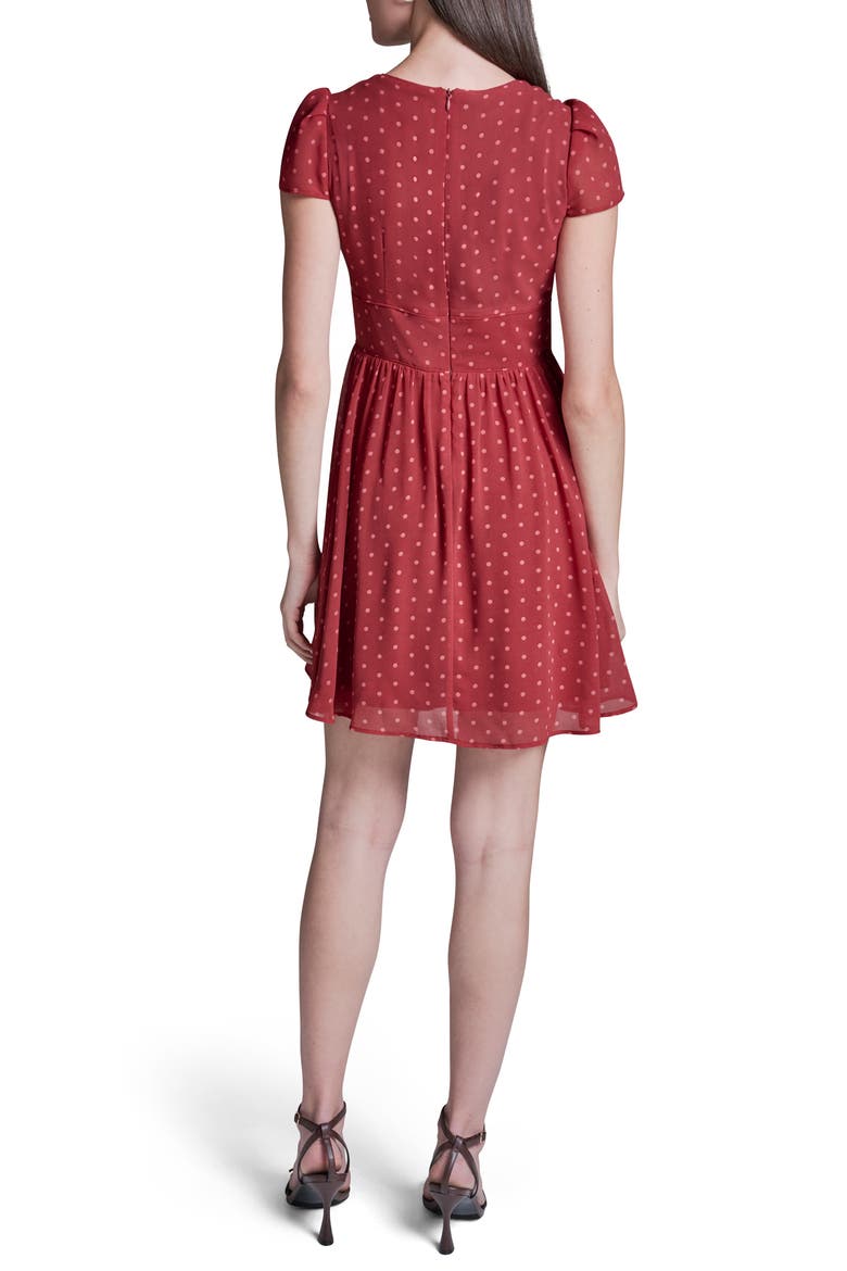 Polka Dot Short Sleeve Woven Dress, Alternate, color, TOSCANA CLAY