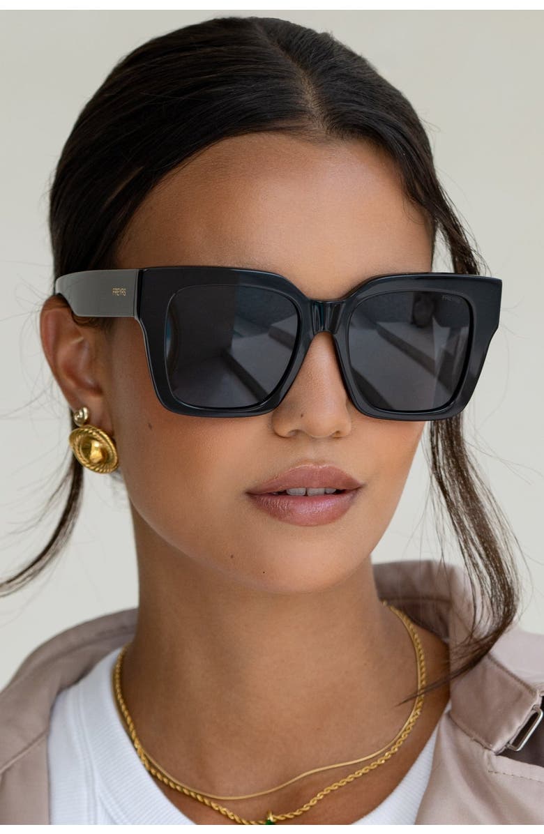 FREYRS Eyewear Bon Chic Oversized Square Sunglasses, Alternate, color, Black