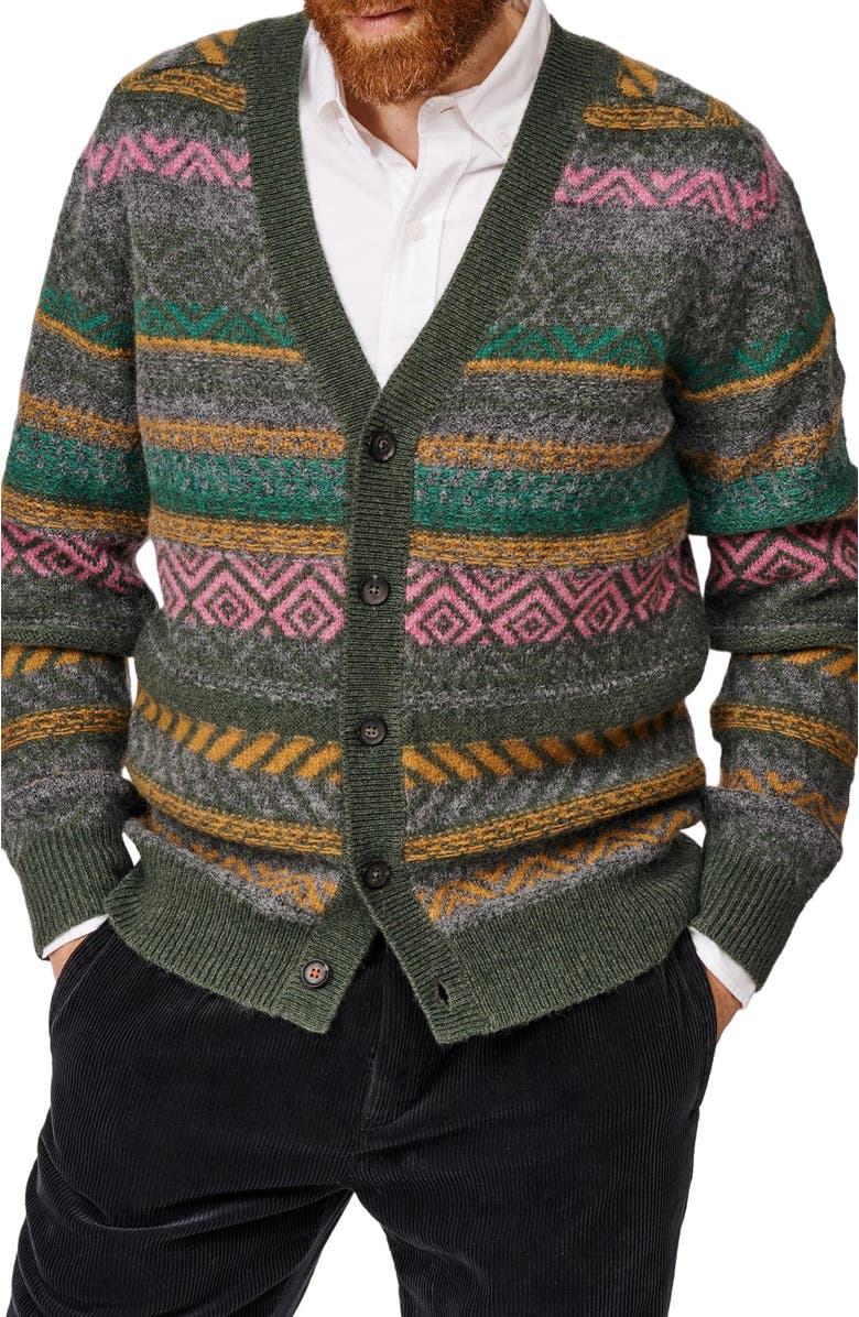 Aubin Fair Isle Wool Cardigan, Alternate, color,