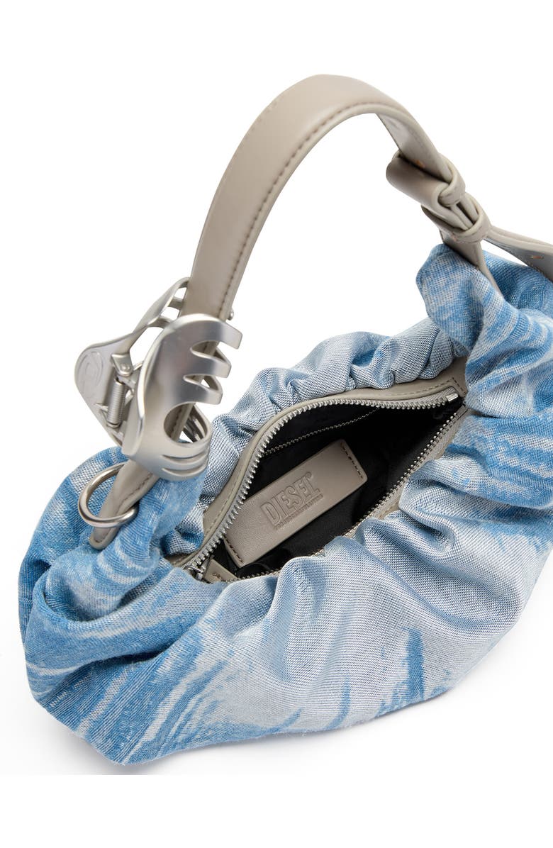 DIESEL<sup>®</sup> Grab-D-Small Scrunched Satin Denim Hobo Bag, Alternate, color, Blue