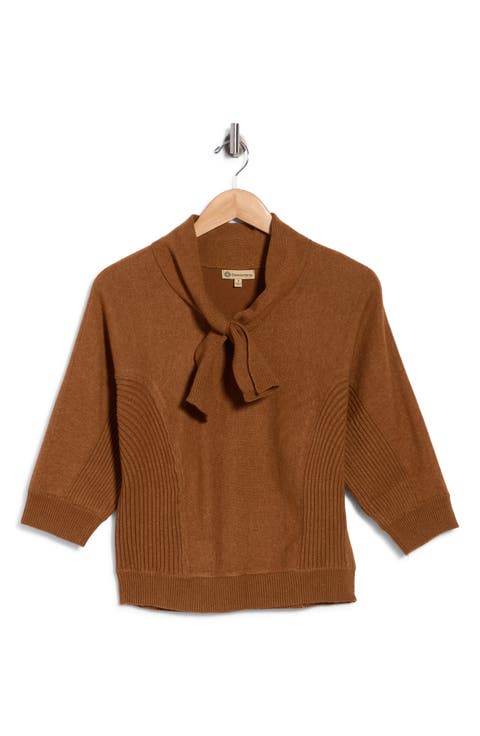 Dolman Tie Neck Sweater