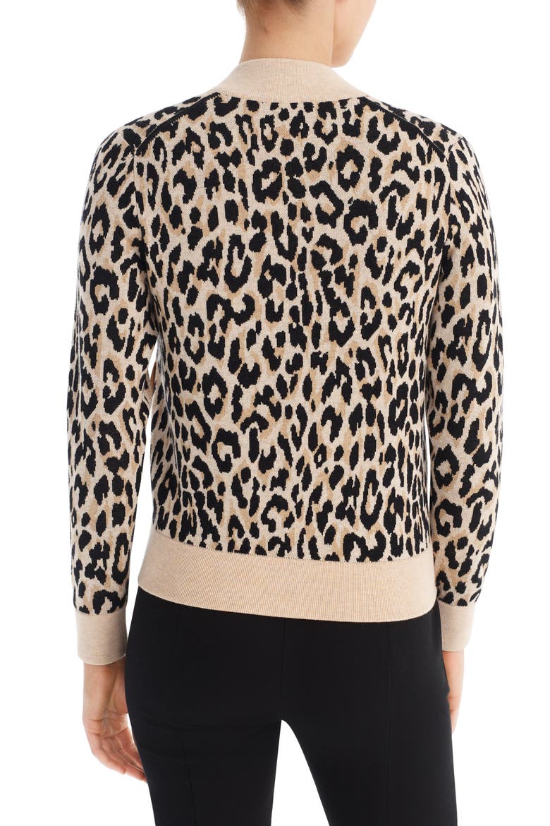 Leopard Bomber Sweater, Alternate, color, CAMEL KHAKI BLACK LEOPARD