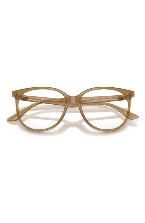 Ray Ban Ray-ban 52mm Square Optical Glasses In Light Brown