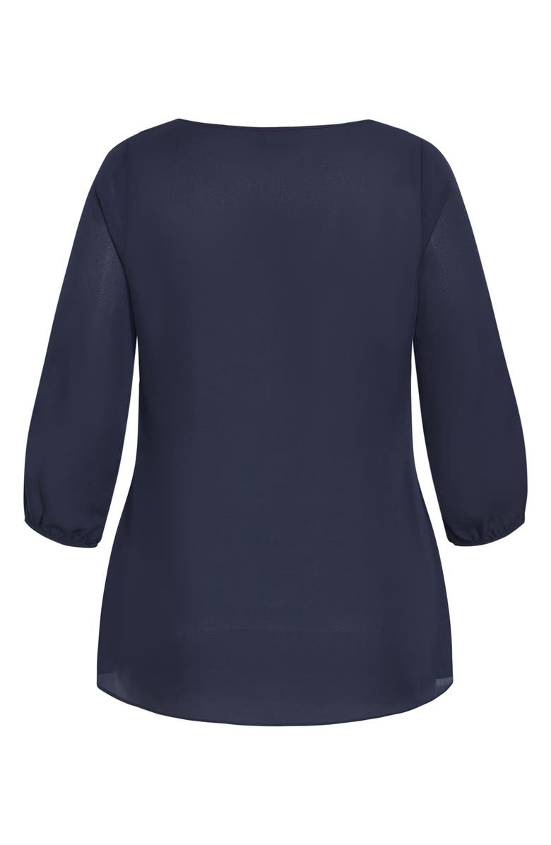 City Chic Florrie Zip Flutter Sleeve Top, Alternate, color, Navy