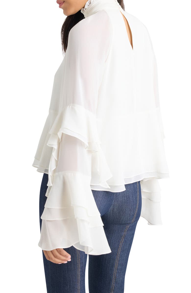 Cinq à Sept Skylah Ruffled Bell Sleeve Top, Alternate, color, Ivory