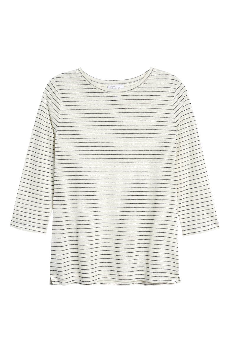 Nordstrom Signature Stripe Linen T-Shirt, Main, color, 
