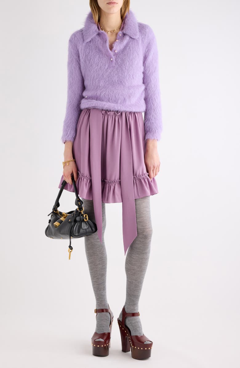 Chloé Brushed Alpaca Blend Polo Sweater, Alternate, color, Dreamy Lavender
