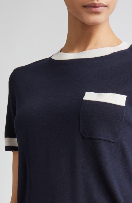 Max Mara Egidio Pocket Tipped Virgin Wool Sweater In Blue