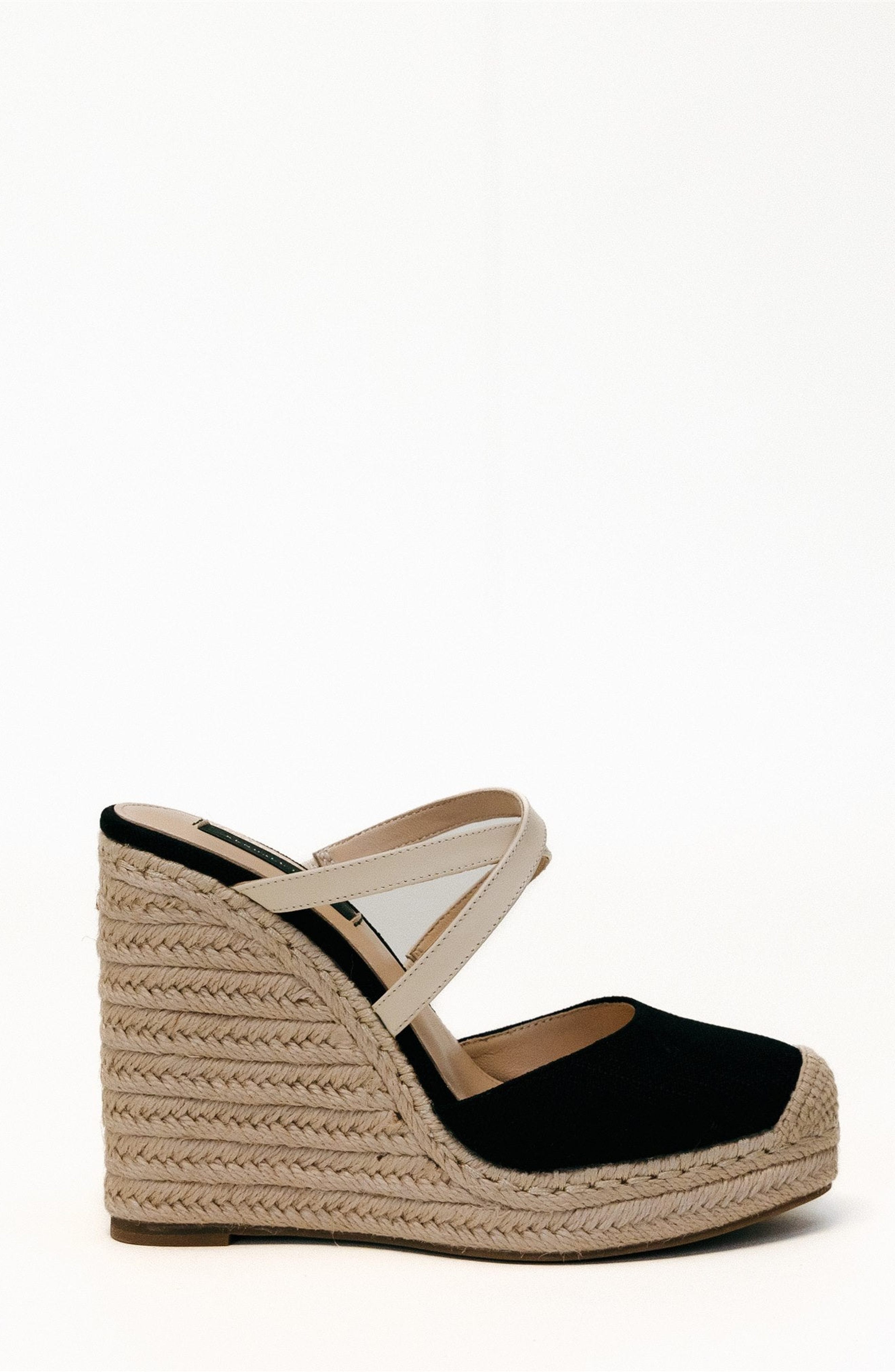 Kendall Louise Thimbles Wedges, Alternate, color, Black & Cream