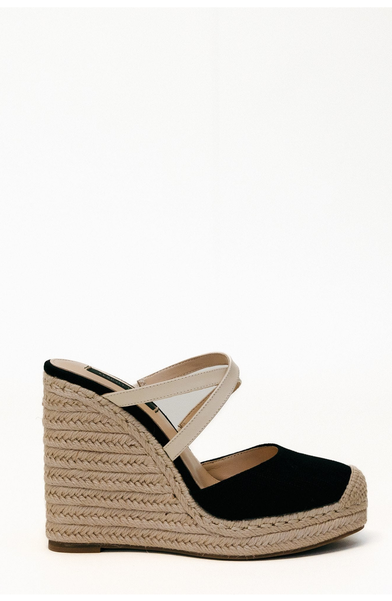 Kendall Louise Thimbles Wedges, Alternate, color, Black & Cream