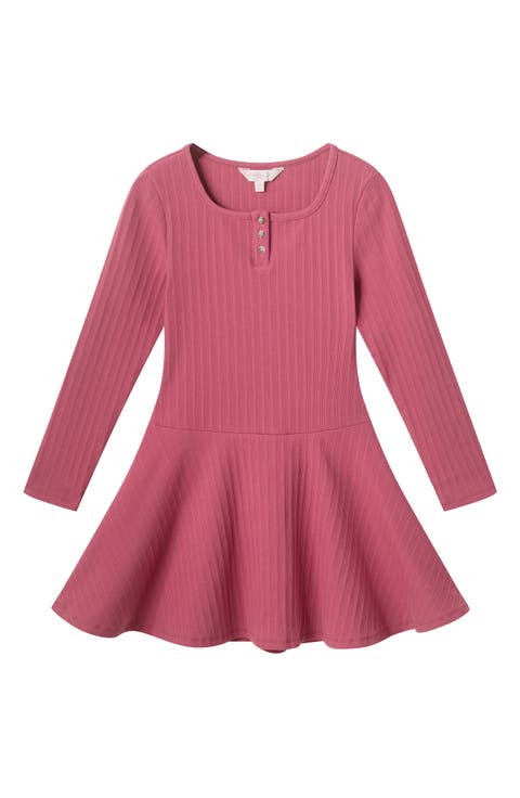 Kids' Rib Knit Henley Dress