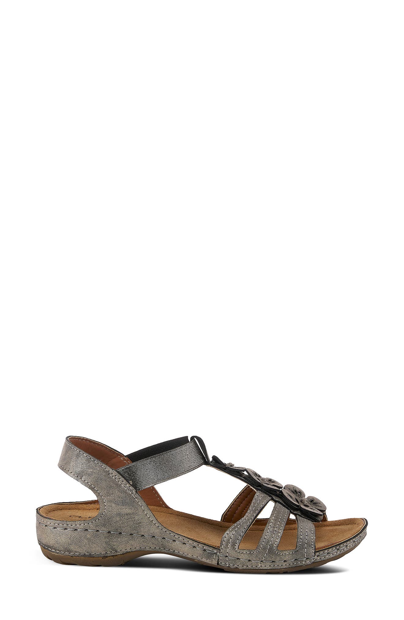 Flexus by Spring Step Adede Cage Sandal, Alternate, color, Pewter Patent Leather