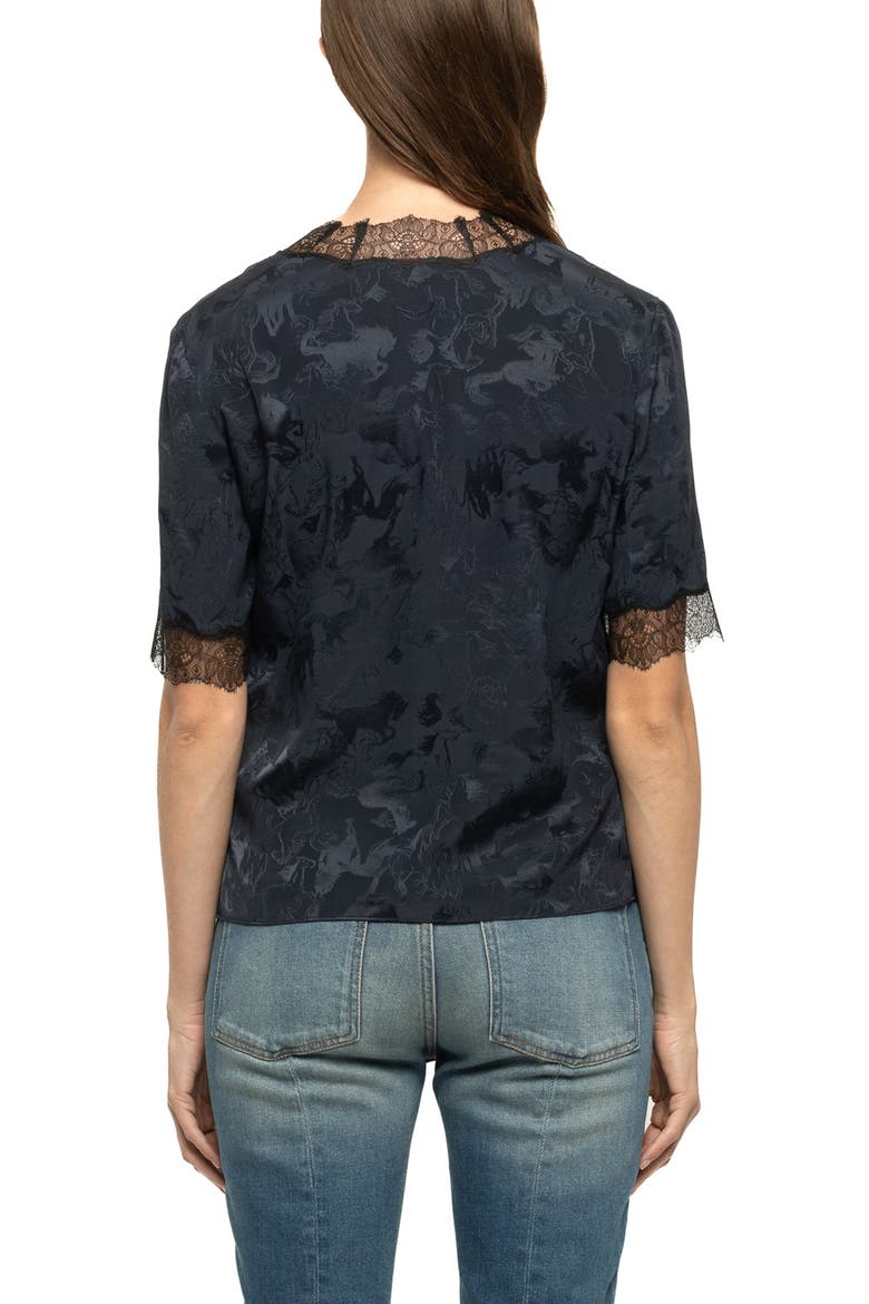 Tedoxa Horse Jacquard Silk Top, Alternate, color, ENCRE