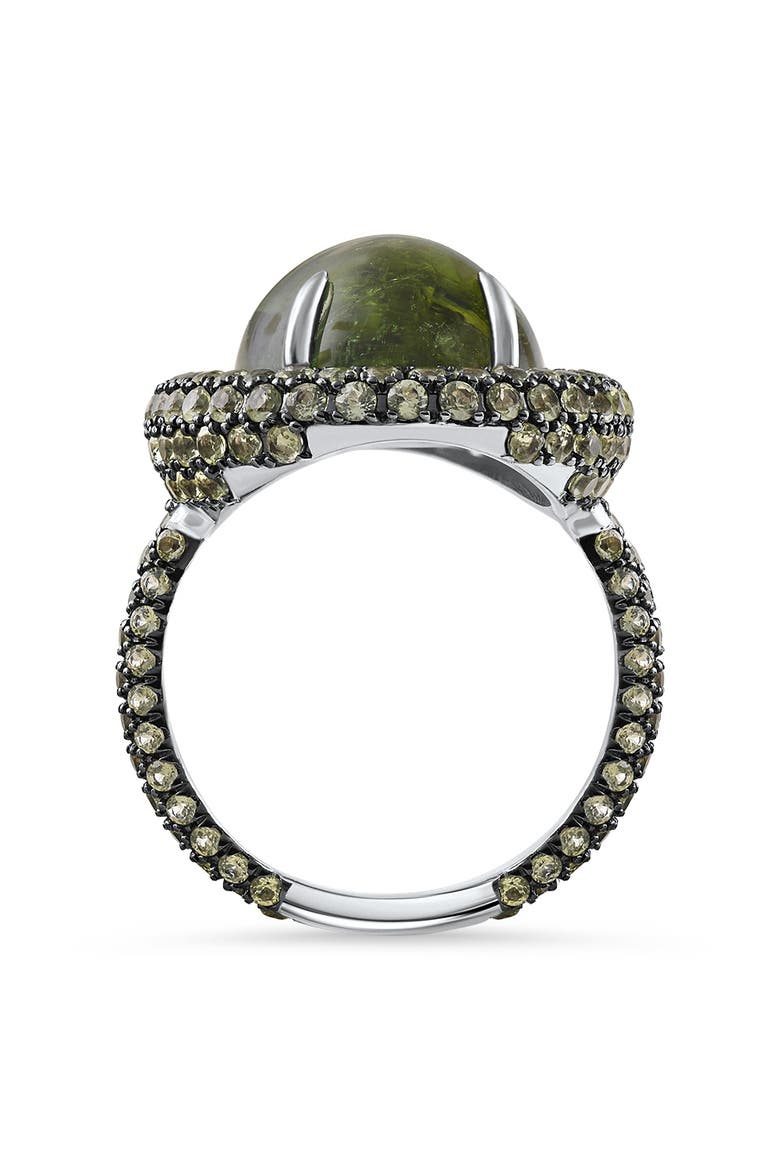 12.21Ct Peridot & Green Tourmaline Heirloom Ring 14k Gold, Alternate, color, 14k White Gold