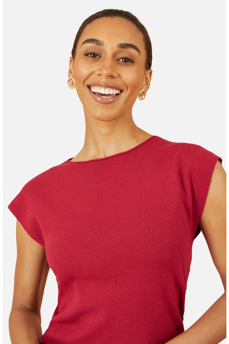 Knitted Ruched Midi Dress, Alternate, color, Burgundy