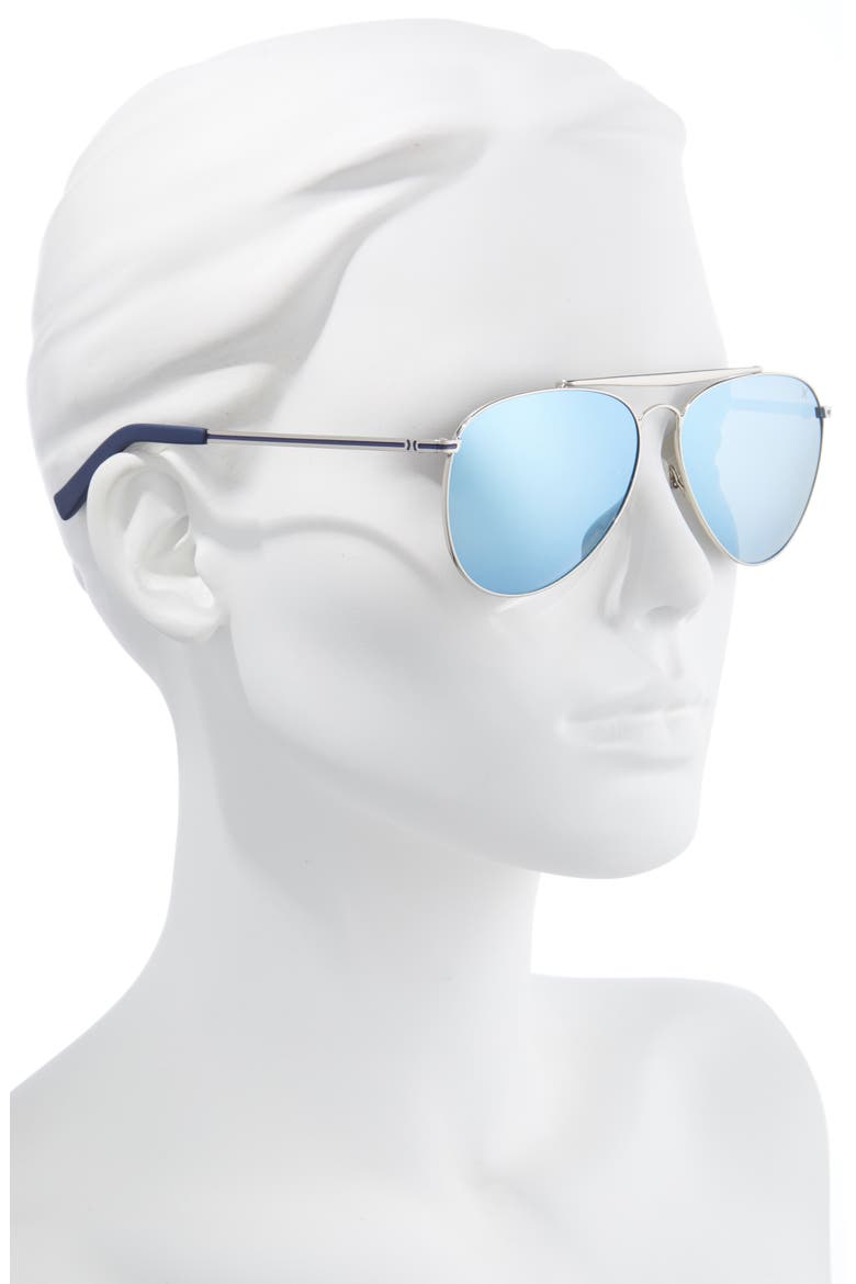 Shorebreak 60mm Polarized Aviator Sunglasses, Alternate, color, SILVER/ SMOKE