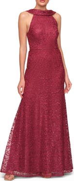 JS Collections Peggy Sequin Lace Gown