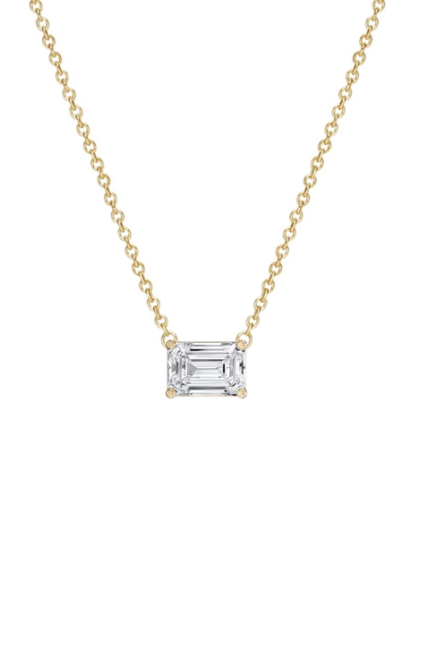 Valentina Moissanite 2 ct. Emerald Cut Pendant Necklace in Gold Vermeil