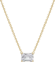 DLORIA Valentina Moissanite 2 ct. Emerald Cut Pendant Necklace in Gold Vermeil