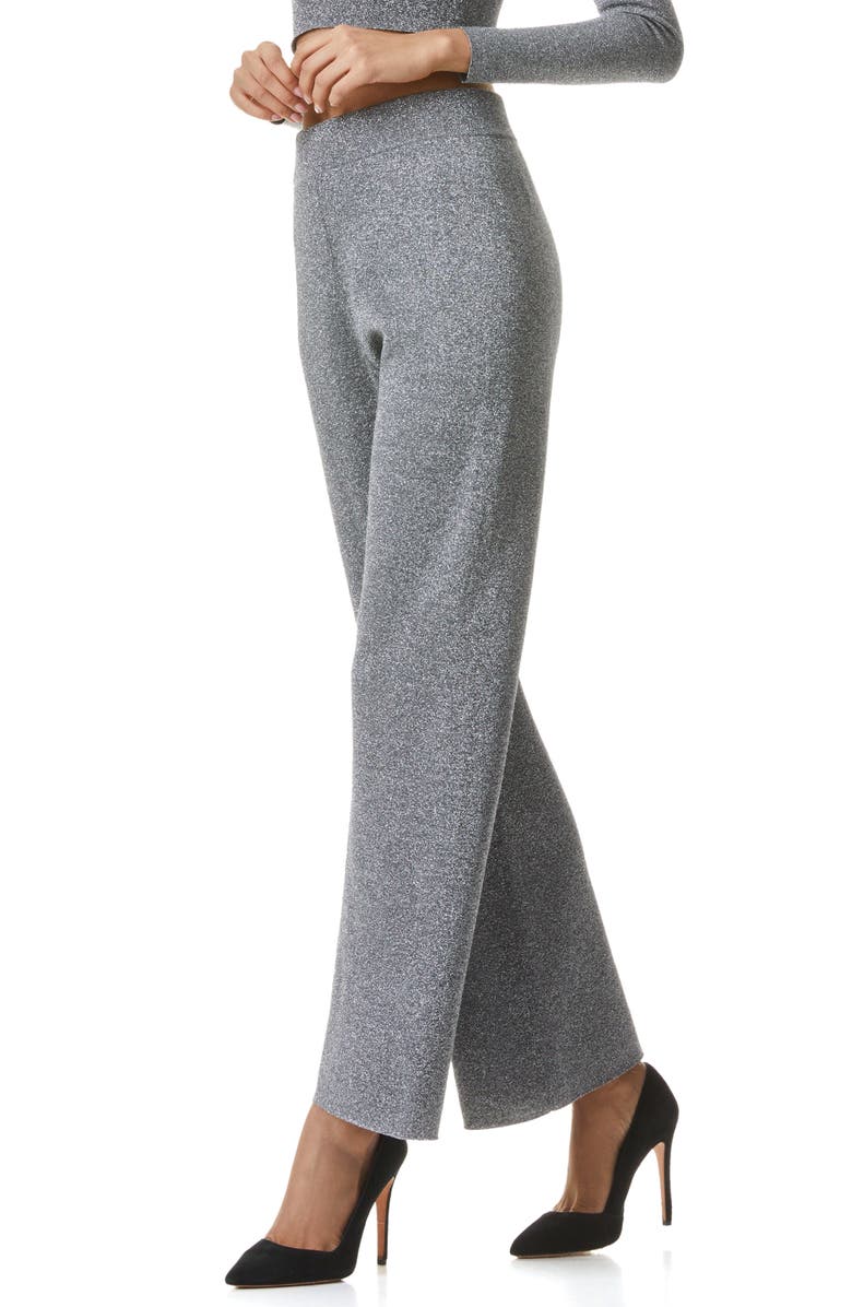 Alice + Olivia Charlize Metallic Wool Blend Wide Leg Pants, Alternate, color,