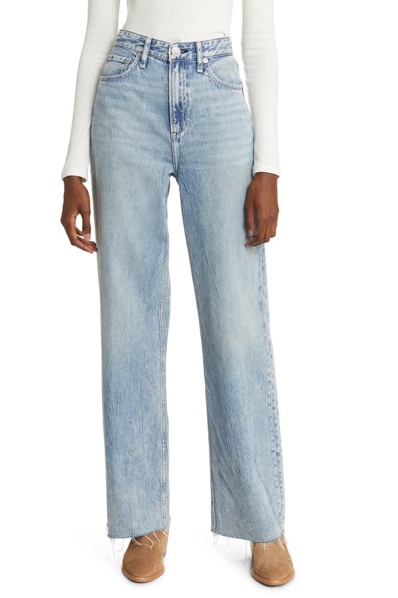 Logan Featherweight Raw Edge High Waist Wide Leg Jeans, Main, color, MIRA