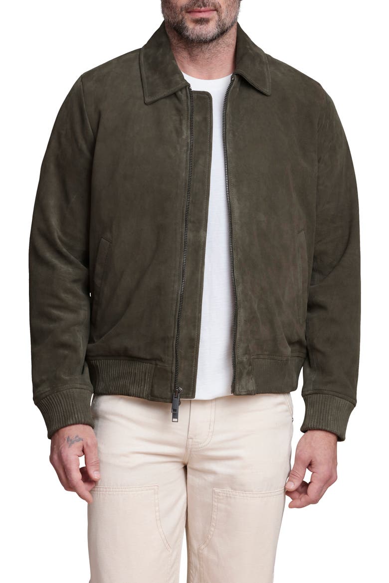 Suede Bomber Jacket, Main, color, CHIVE