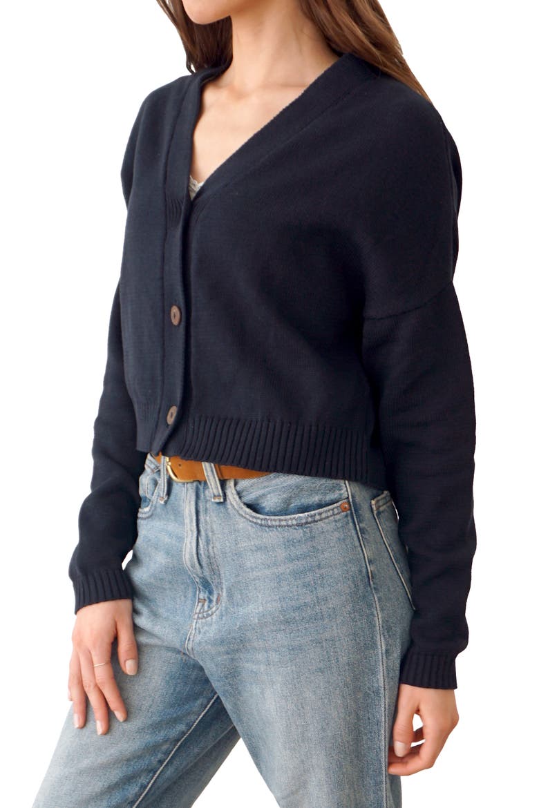 Diana Cropped Cardigan, Alternate, color, Midnight Navy
