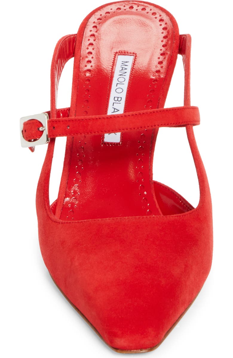 Manolo Blahnik Okos Pointed Toe Pump, Alternate, color, Bright Red