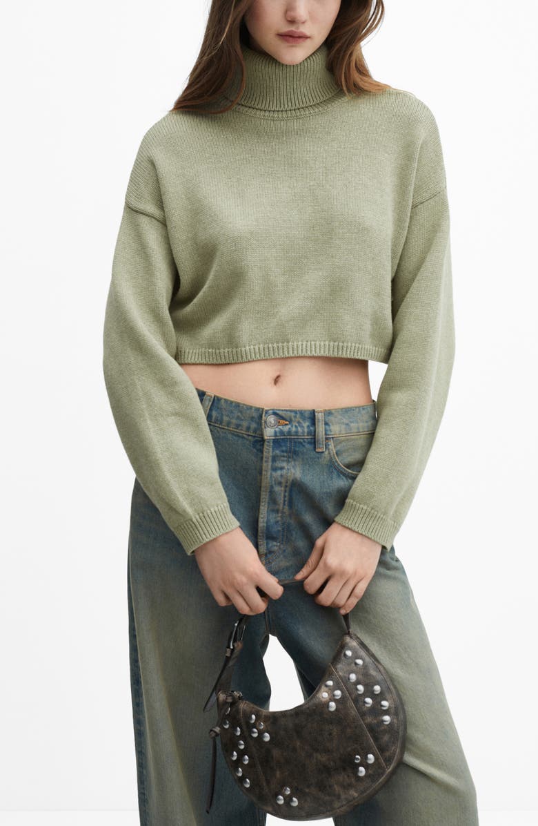 MANGO Turtleneck Crop Sweater, Alternate, color, 