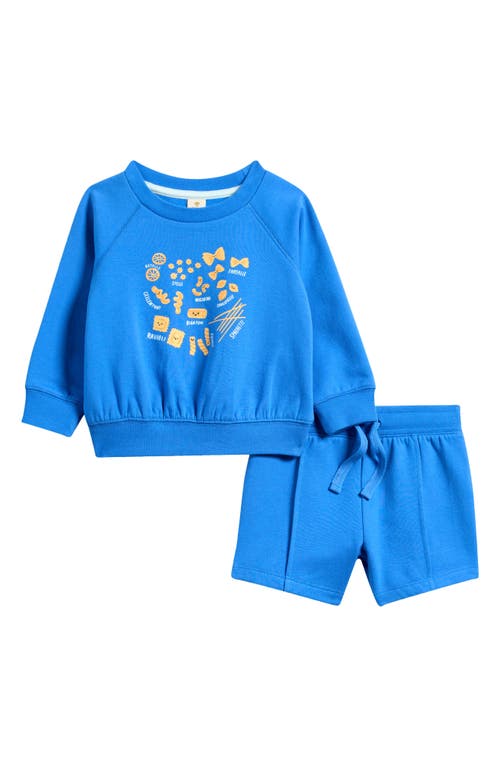 Tucker + Tate Graphic Sweatshirt & Pintuck Shorts In Blue Palace Endless Pasta