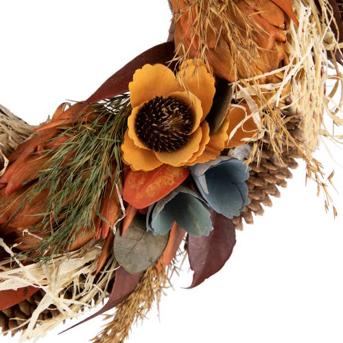 Northlight Sunflower And Wheat Artificial Fall Harvest Wreath In Multi