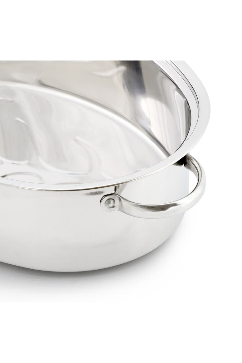 18 Inch Oval Stainless Steel Roaster Pan with Lid, Alternate, color, Silver