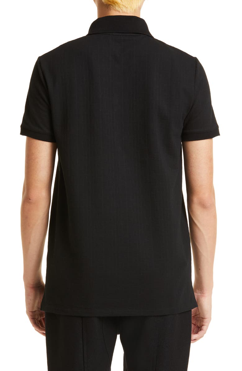 Balmain Snap Placket Cotton Piqué Polo, Alternate, color,