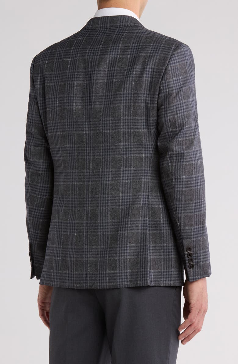 Armani Collezioni Plaid Virgin Wool & Silk Blazer, Alternate, color, Grey