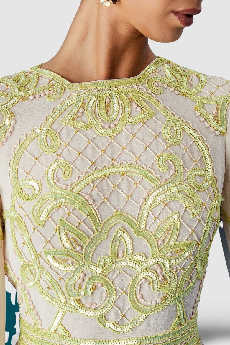 Muse Chiffon Embellished Mini Dress, Alternate, color, Natural